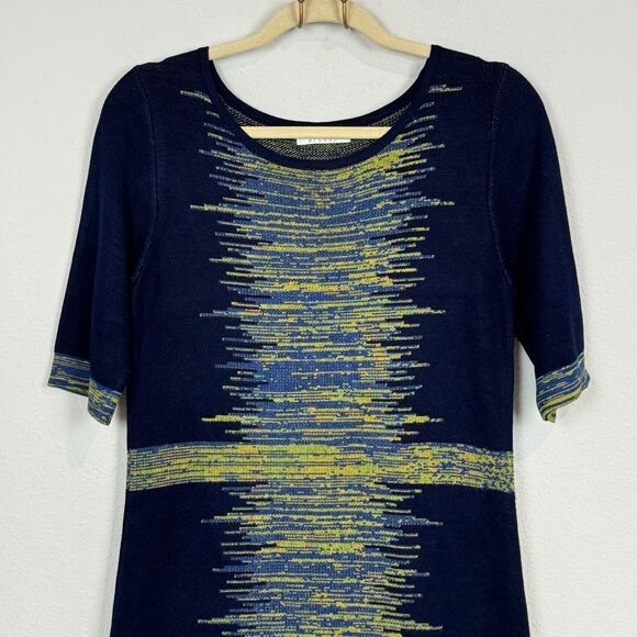 Spence Knit Navy Green Short Sleeve Dress M - Picture 2 of 8